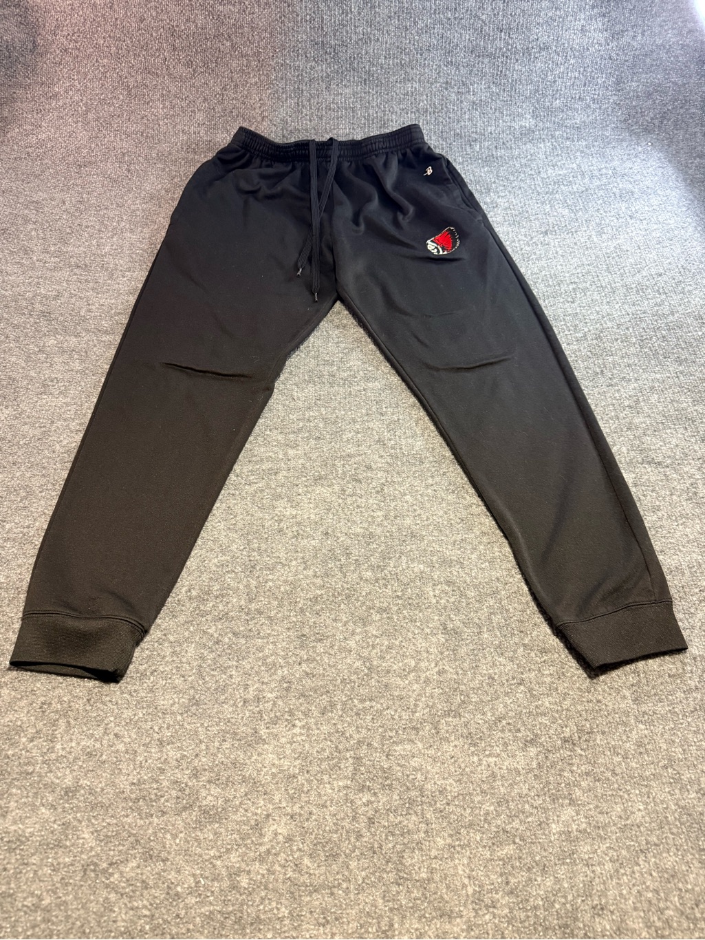 Men's Black Jogger Sweatpants With Red Patch